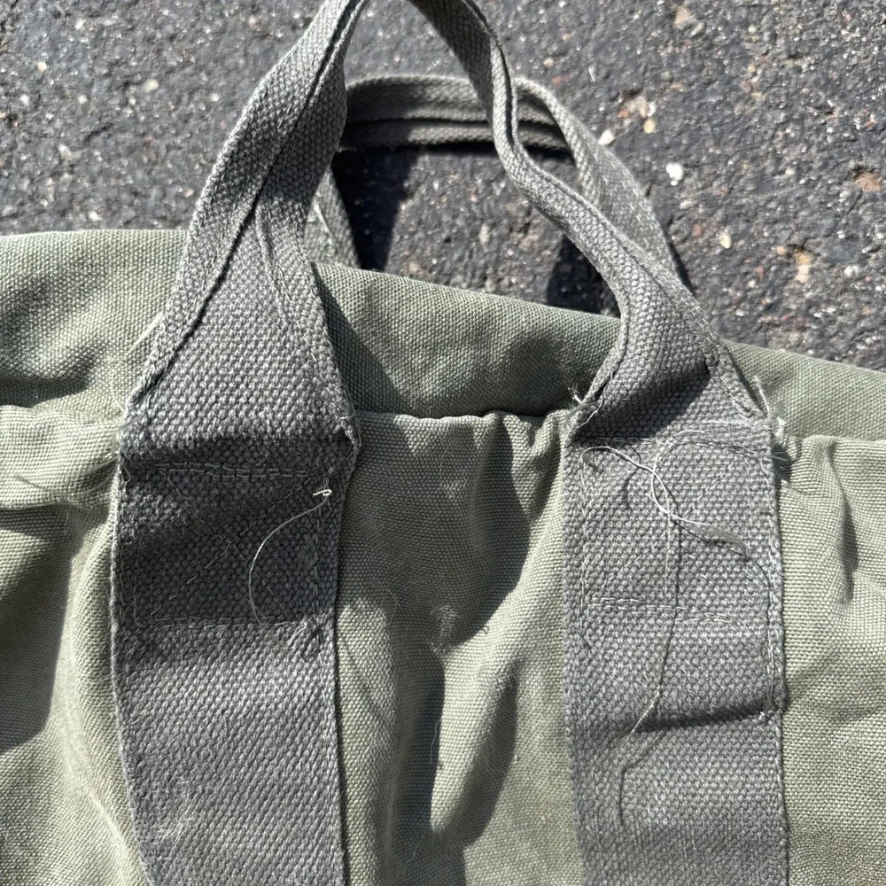 Vintage US Military Flyers Kit Bag B-4 Sage Green Canvas Duffle 1980s Distressed